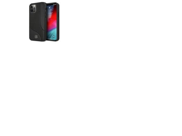 Mercedes lær perforert deksel for iPhone 12 Pro Max - svart