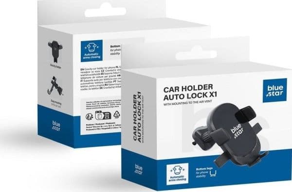 Blue Star bilholder AUTO LOCK X1 for luftventil svart