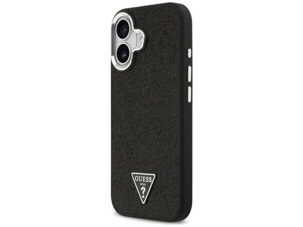 Etui Guess Glitter Triangle Logo MagSafe do iPhone 17 - czarne