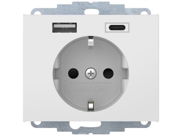 Berker 48047009, Vit, Metall, Plast, IP20, 250 V, 16 A, 50 hz