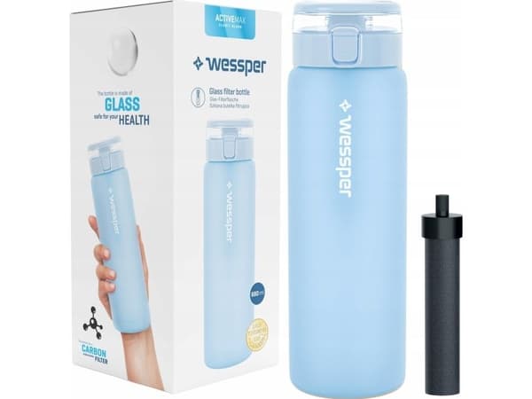 Wessper lasinen vesipullo WESSPER ActiveMax 680ml sininen