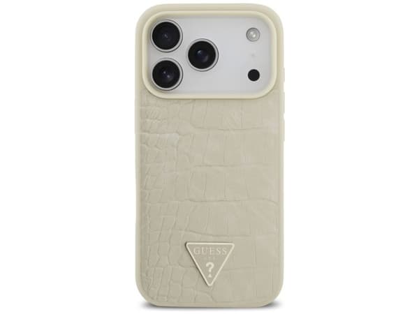 Etui Guess Croco Triangle Logo MagSafe do iPhone 17 Pro zloty
