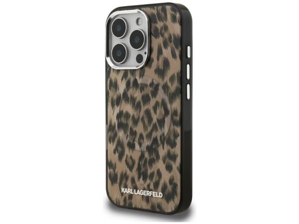 Karl Lagerfeld IML leopardmønstret MagSafe-deksel til iPhone 16 Pro Max - brun
