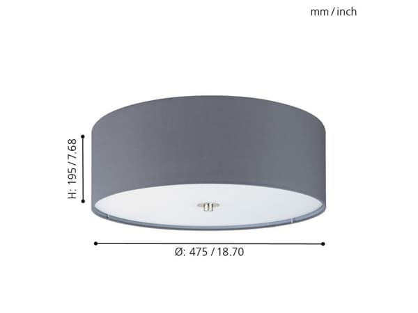 EGLO PASTERI LOFT 3L Ø475 GRÅ