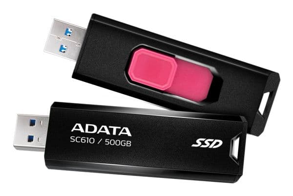 ADATA SC610 - USB-flashstasjon - 500 GB - USB 3.2 Gen 2 - svart