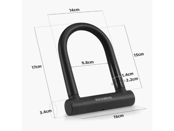 RockBros U-Lock förstärkt cykellås - sort ROCKBROS
