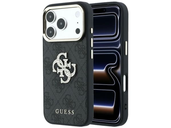 Etui Guess 4G & Big Strass Logo na iPhone 17 Pro Max / 18 Pro Max - czarne