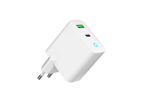 Gembird - Strömadapter - med LED - 20 watt - 3 A - PD, QC 3.0 - 2 utdatakontakter (USB, USB-C) - vit