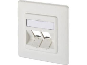 METZ CONNECT - Wall plate - with labeling window - vinklad - 1 grupp - 2 modules - kritvit, RAL 9010