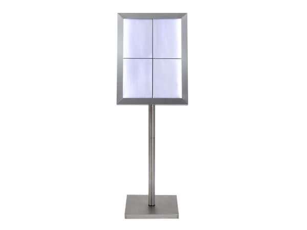Securit® CLASSIC LED Informationsdisplay 125 til 4xA4, stål - komplet kit