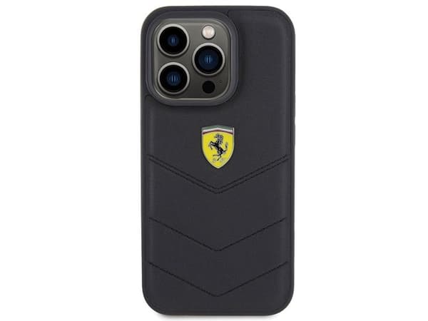 Ferrari Quilted Metal Logo - iPhone 15 Pro Case (black)