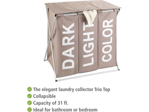 Vaskekurv Wenko Trio Top 57x38 cm beige polyester
