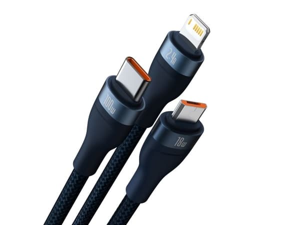 Baseus CASS030003, 1,2 m, USB A, USB C/Micro USB-A/Lightning, Blå