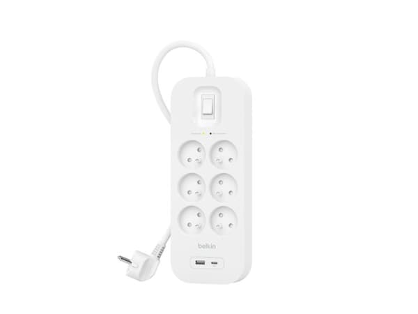 Belkin Power Strip SurgePlus Surge Protector 6xFR 1xUSB-A 1xUSB-C 650J 2M