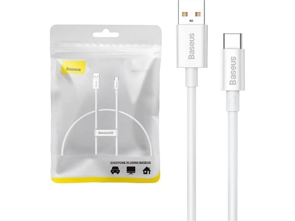 USB-kabel Baseus USB-A til USB-C 0,25 m hvit (P10320102214-00)