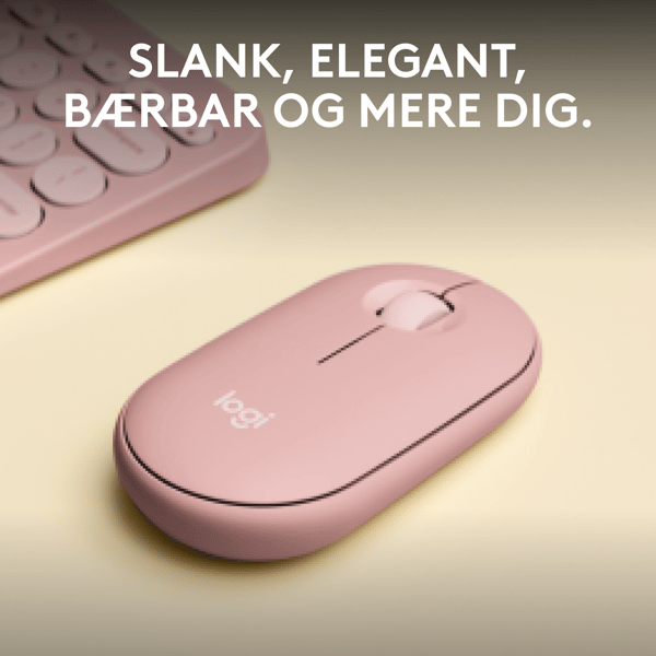 Logitech® | Pebble Mouse 2 (M350s) - Mus - optisk - 3 knappar - trådlös - Bluetooth - Tonal-Rose