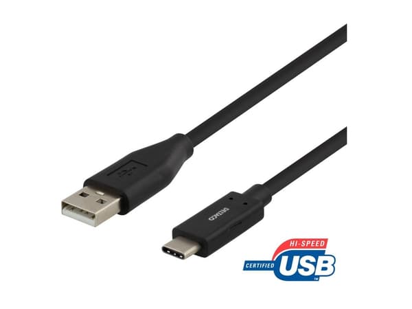 DELTACO - USB-kabel - USB (hann) til USB-C (hann) - USB 2.0 - 1.5 m - svart
