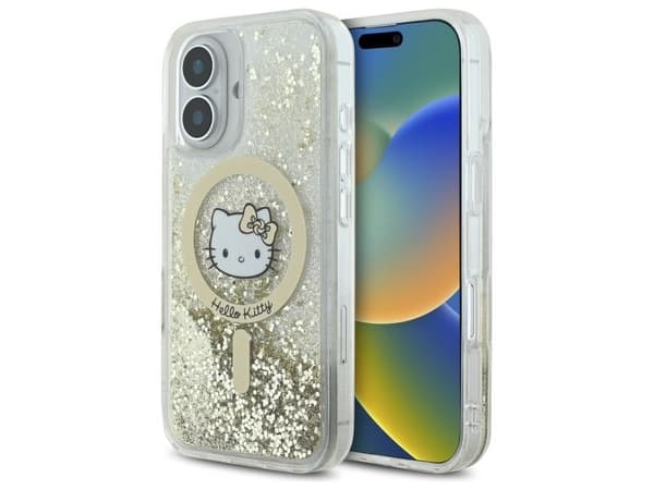 Hello Kitty Liquid Glitter Fever MagSafe iPhone 16-skal - guld