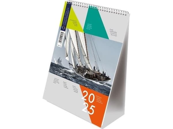Kalender 2025 vertikal med spiral seilbåt