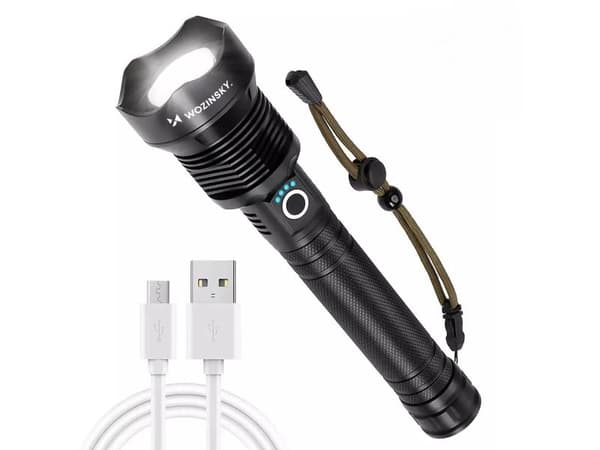 Wozinsky WLT-20W tactical flashlight 20 W 2000 lm CREE diodes IP65 with adjustable beam - black