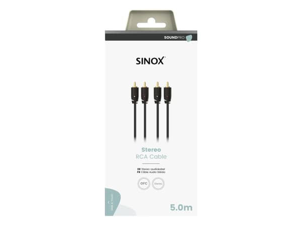 Sinox SXA04205, 2 x RCA, Hankjønn, 2 x RCA, Hankjønn, 5 m, Sort