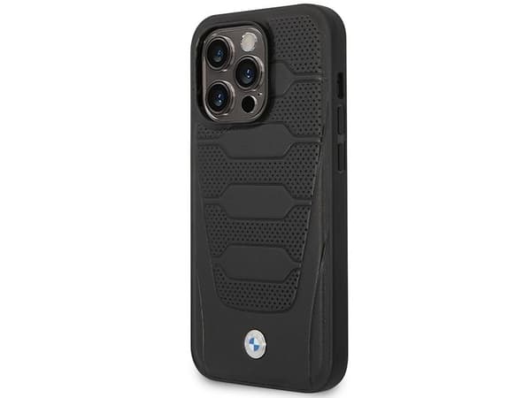Deksel BMW BMHMP14X22RPSK til iPhone 14 Pro Max 6.7" - sort/sort skinnsetemønster MagSafe