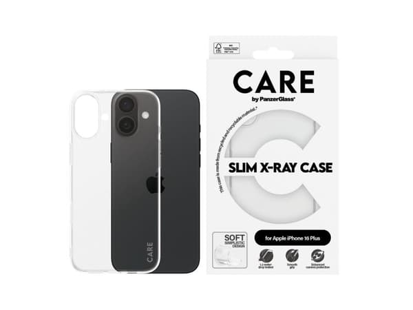 PanzerGlass CARE™ by ® X-Ray Case iPhone 16 Plus, Suojus, Apple, Apple - iPhone 16 Plus, Läpinäkyvä