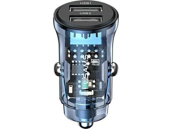 USAMS bil-lader C31 3A 2xUSB-A hurtiglading blå CC162CC02 (US-CC162)