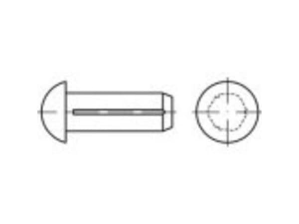 TOOLCRAFT halvrund rillet spiker 2 mm messing, 200 stk