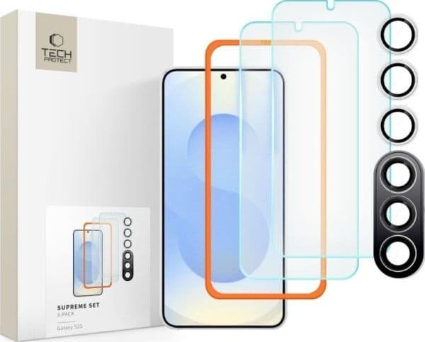 Hård skärmskydd TECH-PROTECT SUPREME set 3-pack Galaxy S25 CLEAR