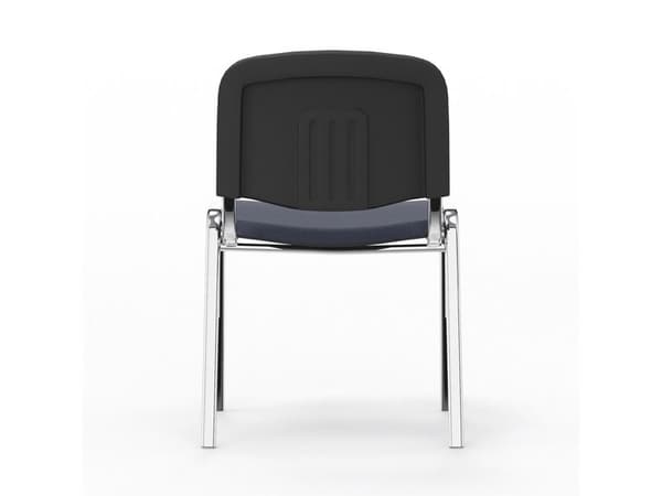 Stol, mørk blå med krom stolbein