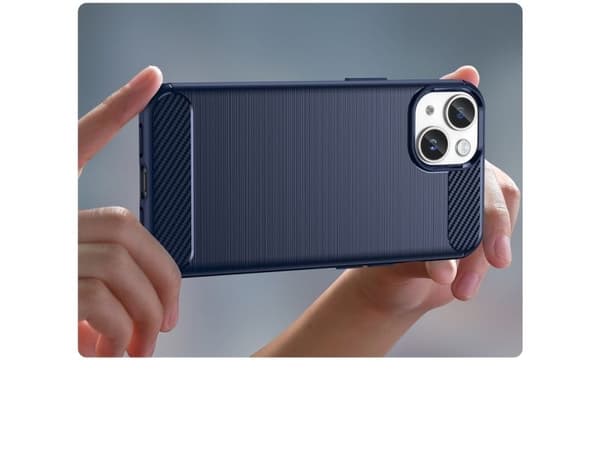 Karbon-deksel iPhone 14 - fleksibelt gel bakdeksel - blå