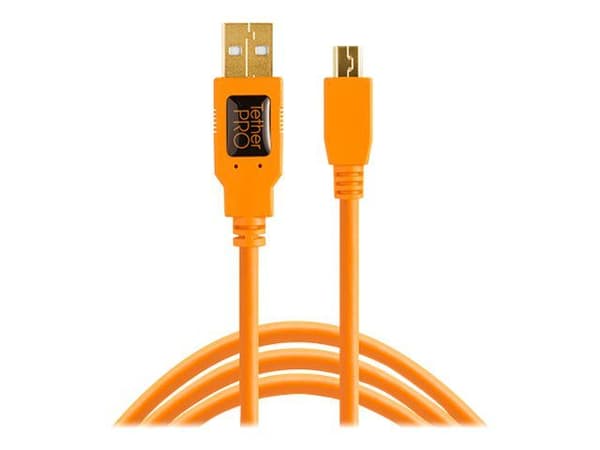 Tether Tools TetherPro - USB-kabel - USB (hane) till mini-USB typ B (hane) - USB 2.0 - 4.6 m - högsynligt orange