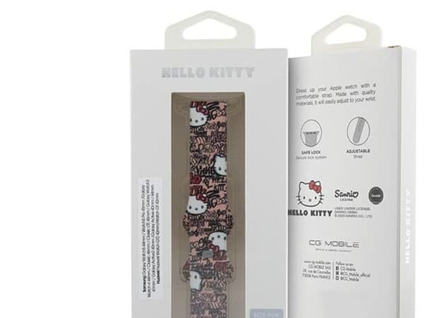 Hello Kitty Silikonmerker Graffiti - Universell smartklokkerem 20 mm (rosa)