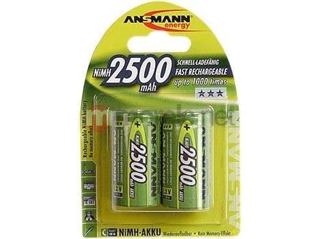 ANSMANN - Batteri 2 x C - NiMH - (ladbare) - 2500 mAh