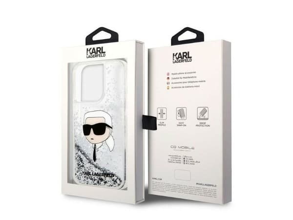 Karl Lagerfeld Glitter Karl's Head-skal för iPhone 14 Pro Max - silver