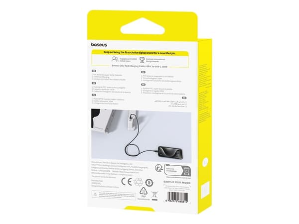 Baseus Silky USB-C/USB-C pikalatauskaapeli 1m 100W musta