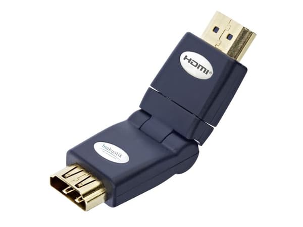 in-akustik Premium HDMI Angle Adapter 360 - HDMI-sovitin - HDMI han til HDMI hun - sort - 180° roterende stikforbindelse