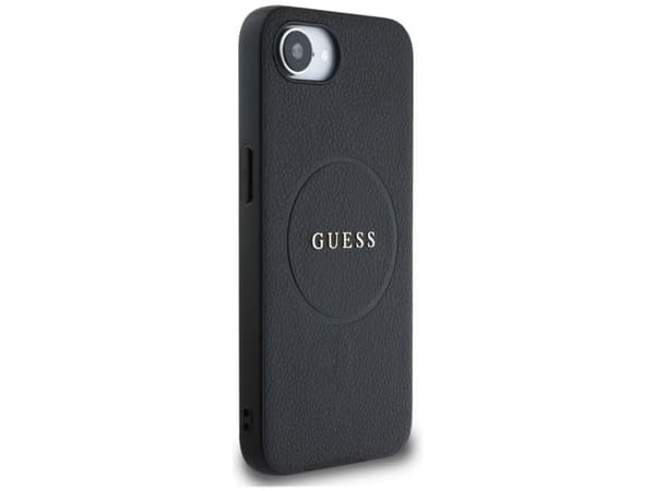 Guess Grained Ring MagSafe-skal till iPhone 16e (svart)