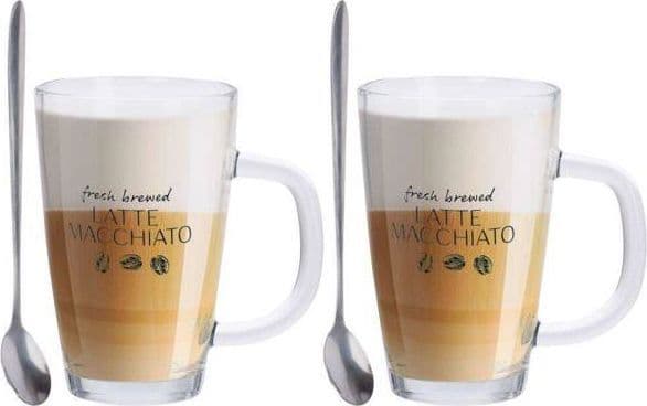 Excellent Houseware latteglas med sked 300 ml 2 st