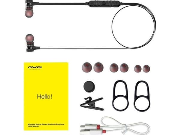 AWEI A920BL Bluetooth sporthörlurar, svarta, magnetiska
