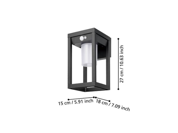 EGLO MARTANO solcelle vegglampe m/ sensor 340 lm 2000 mAh sort