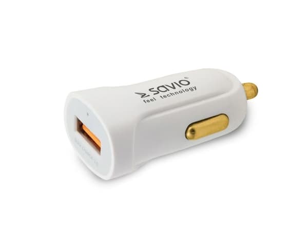 SAVIO SA-05/W - Bilstrømadapter - 3 A - QC 3.0 (USB) - hvit