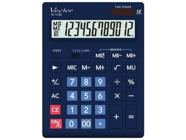 Vector Vector KAV VC-12 BU Calculator | Office | 12-digit | Navy Blue