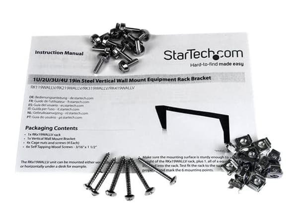 StarTech.com 2U Vertical Wall Mount Patch Panel Bracket - Steel Rack Mount Bracket w/Hardware for 19" Network, Server and Data Equipment (RK219WALL...