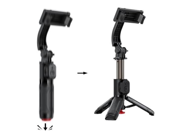 Acefast E42 Selfie Stick with Automatic Tripod and Bluetooth Remote Control 63 cm - Black