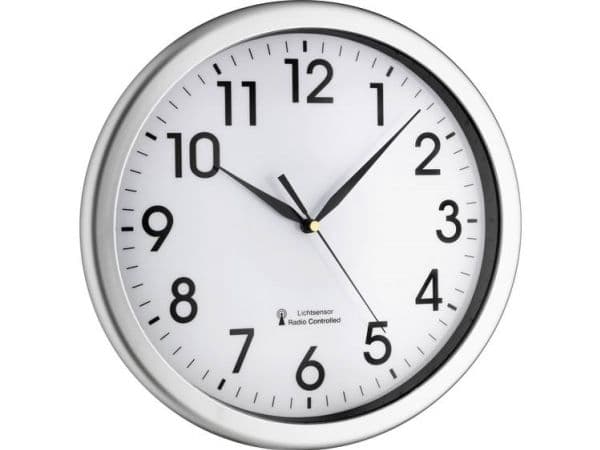TFA-Dostmann 60.3519.02, Vägg, Quarts-klocka, Rund, Silver, Vit, Plast, AA