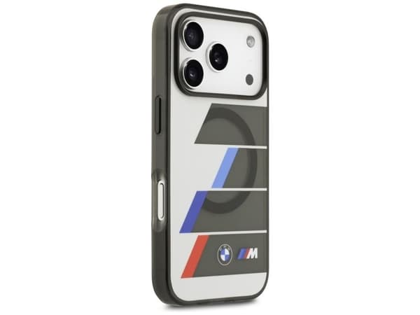 BMW M IML metalknapper tricolor-linjer MagSafe-deksel til iPhone 17 Pro Max - grå