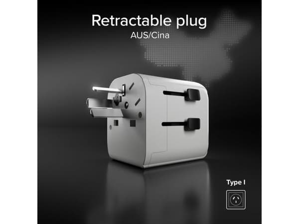 SBS Universal - EU 2xUSB-A reseadapter - vit