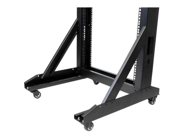 Startech 42U Mobile Open Frame Network Rack with Wheels- 663lbs - 2 Post 19" Portable Rack for Computer, AV, Media, IT Equipment (2POSTRACK42) - Ra...